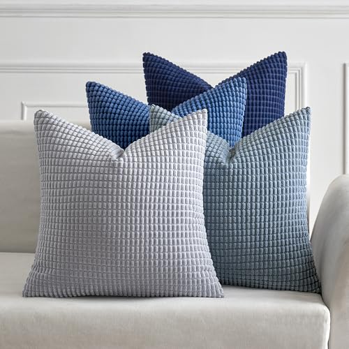 MIULEE Decorative Throw Pillow Covers 18x18 Inch Set of 4 Coastal Blue - color: Luxury Blue, size: 18" x 18" (Pack of 4)