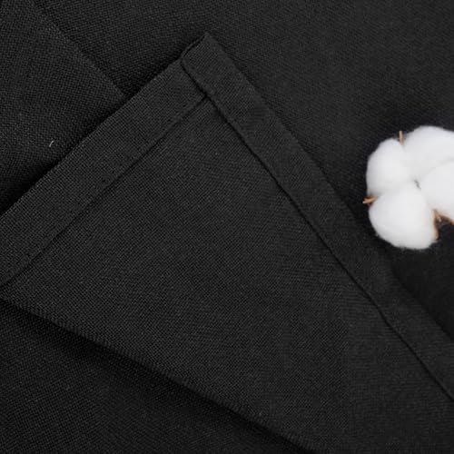 YoungsTex Black Linen Semi Sheer Curtains 45 Inches Long 2 Panels - color: Black, size: 42"W x 45"L (Pack of 2)