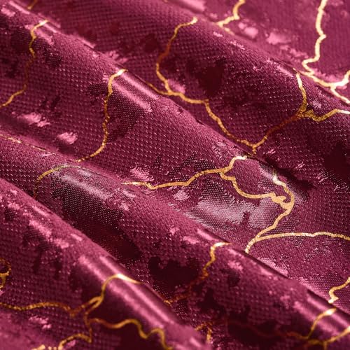 Burgundy and Gold Curtains 63 Inch Length 2 Panels Geometry Garnet Curtains Room Darkening Drapes Grommet Romantic Gold Foil Metallic Marble Textured Jacquard Window Treatment for Bedroom, 52x63 - color: Burgundy, size: 52"W x 63"L (Pack of 2)