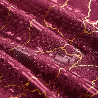 Burgundy and Gold Curtains 63 Inch Length 2 Panels Geometry Garnet Curtains Room Darkening Drapes Grommet Romantic Gold Foil Metallic Marble Textured Jacquard Window Treatment for Bedroom, 52x63 - color: Burgundy, size: 52"W x 63"L (Pack of 2)