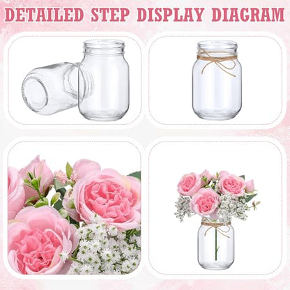 XunYee 10 Set Mason Jars for Centerpieces,Dark Pink,Peony, Gypsophila - color: Dark Pink, size: Peony, Gypsophila