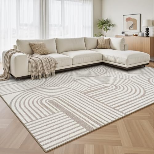 Beige Neutral 9x12 Area Rugs Textured Tufted Rugs for Living Room Bedroom Rug-Carpet Cream Ivory Washable Geometric Moroccan Modern Rug - color: Beige, size: 9' x 12' (Rectangular)