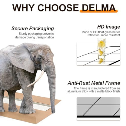 Delma Window Pane Mirror for Wall, 40"x30" Window Mirror Black - size: 40"L x 30"W
