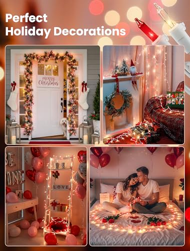 Red and Clear Christmas Lights,13FT 50 Count Mini String Lights - color: Red clear white wire, size: 50 count