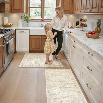 Kitchen Rugs Sets of 2, 2x3 2x4 Rug Runner,Beige - color: Beige/Ivory, size: 2x3+2x4 Set