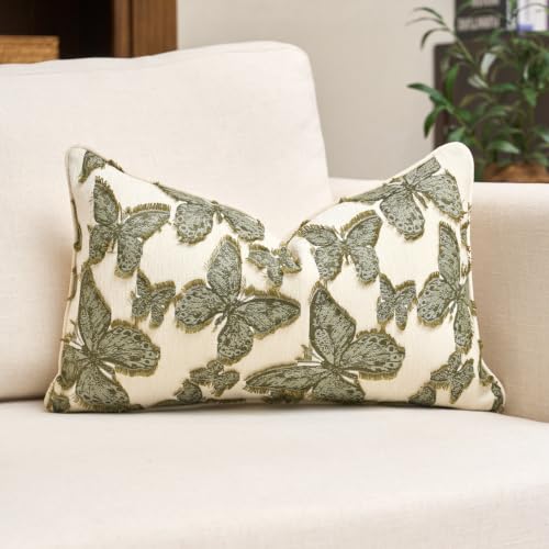 Aeckself Chenille Decorative Throw Pillow Cover, 12×20, Green - color: Green, size: 20" x 12" (Pack of 1)