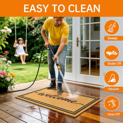 Front Door Mat Outside Non-Slip Welcome Doormat (Welcome, 17x29 in) - color: 1- Welcome Border- 2