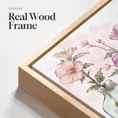 Framed Colorful Modern Floral Wall Art, 24x36 Inch Flower in Vase Pictures - color: Multi & Watercolor