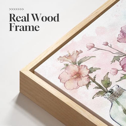 Framed Colorful Modern Floral Wall Art, 24x36 Inch Flower in Vase Pictures - color: Multi & Watercolor