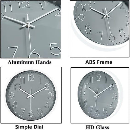 JUSTUP 12 inch Non-Ticking Wall Clock, Battery Operated Modern Wall Clock - color: Gray