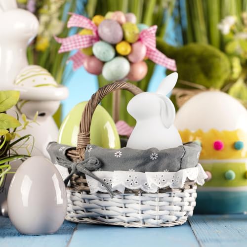 Amosfun Ceramic Bunny Rabbits Ceramic Bunny Figurine Rabbit Decor for Easter Dining Table Centerpiece Tiered Tray Bowl Shelf Ornament