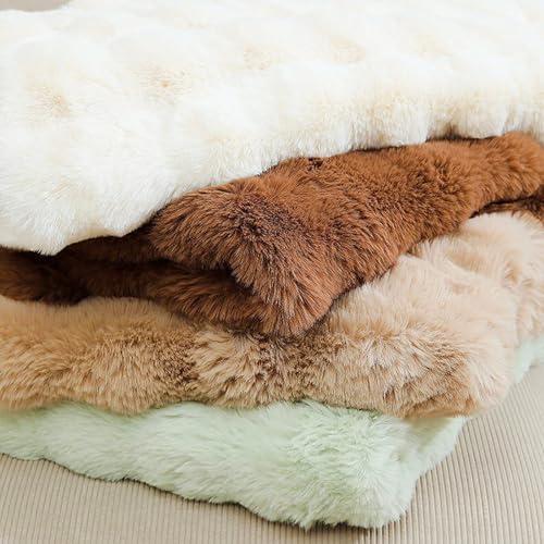 UKELER Soft Faux Fur Throw Blanket Solid Reversible Shaggy Blanket Plush Thick Fluffy Blankets Throws for Bed, Couch, Sofa, Office, Camping 50''x60'' Brown - color: D-brown, size: 50''x60''