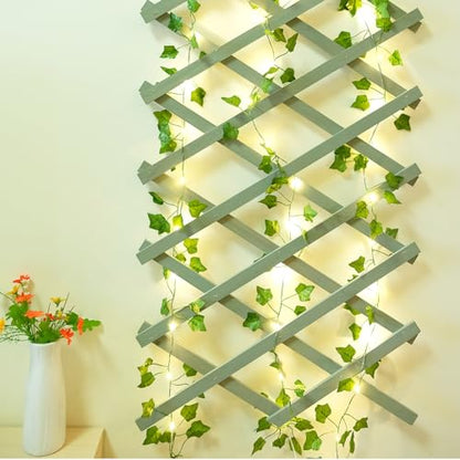 KASZOO 2 Pack 6.56 Ft Vines with Fairy Lights Battery Operated, 40 LEDs Artificial Garland Plant Vine Fairy Light, Hanging Ivy Lights for Bedroom Garden Party Wall Room Decor