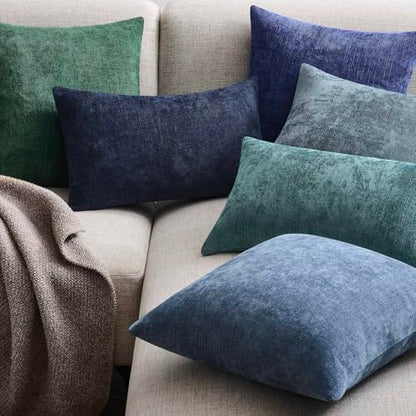 JUSPURBET Chenille Texture 12x20 Lumbar Throw Pillow Covers Set of 2,Blue - color: Blue, size: 20" x 12" (Pack of 2)