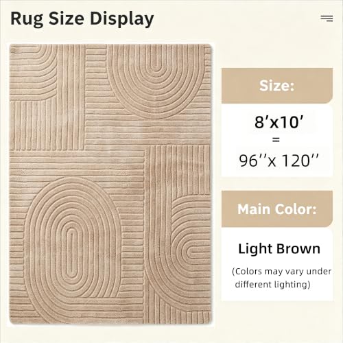 Brown Solid Area Rug 8x10, Washable Non Slip Rugs for Living Room - color: Light Brown, size: 8' x 10' (Rectangular)