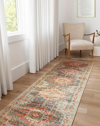 Loloi Jocelyn Mist/Multi 2'-3" x 7'-6" Runner Rug - color: Mist / Multi, size: 2'3" x 7'6" (Rectangular)
