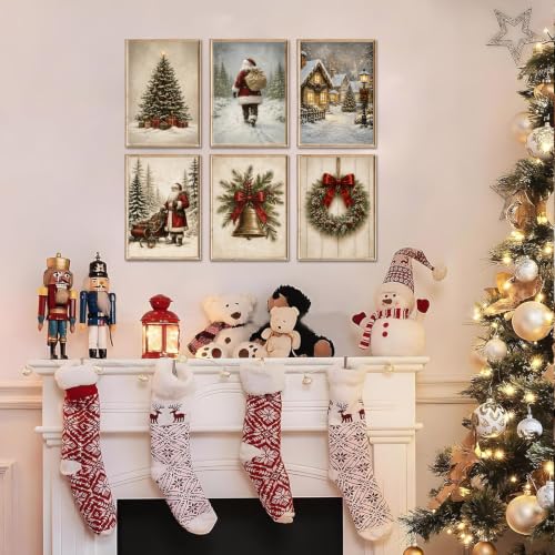 KBKBART 6pcs Christmas Wall Art Decor, Santa Claus Holiday Prints Paintings - color: Christmast Prints