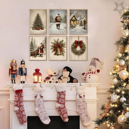 KBKBART 6pcs Christmas Wall Art Decor, Santa Claus Holiday Prints Paintings - color: Christmast Prints