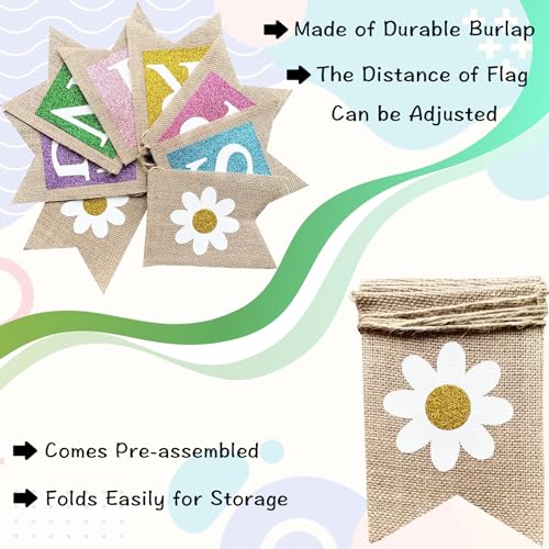 VILIFEVER Spring Burlap Banner Garland Spring Easter Mantle Decorations