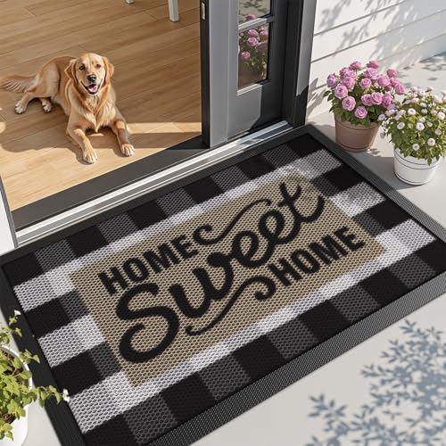 LUMI Outside Welcome Door Mat 32x47, Non-Slip Durable Rubber Easy Clean - color: Sweet Home, size: 32"x47"