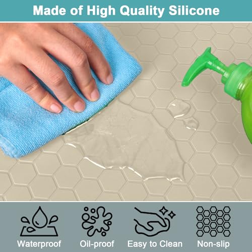 Under Kitchen Sink Mats and Protectors, Waterproof, 34" x 22", Beige - color: Beige, size: 34" x 22"