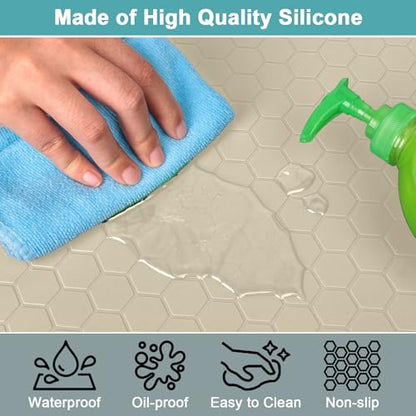 Under Kitchen Sink Mats and Protectors, Waterproof, 34" x 22", Beige - color: Beige, size: 34" x 22"