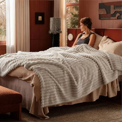 Bedsure Soft Queen Size Blanket for Bed Beige 90"x90" - color: Beige, size: Queen