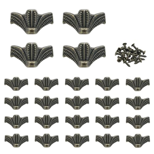 24Pcs Antique Brass Box Legs Feet Corner Protectors with Screws - size: StyleE