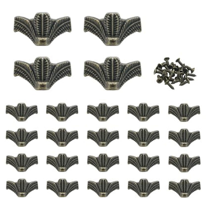 24Pcs Antique Brass Box Legs Feet Corner Protectors with Screws - size: StyleE