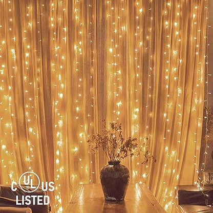 Twinkle Star 300 LED Window Curtain String Lights, Warm White, 2 Pack - color: *Warm white, size: 300 LED-2PACK