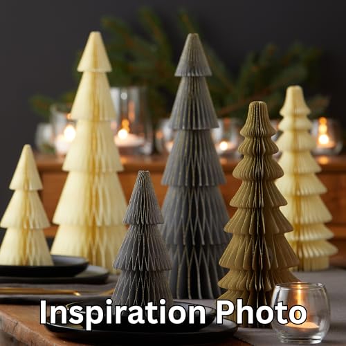 Set of 3 White Ivory Honeycomb Paper Trees (Medium Set 3 Ivory) - color: Medium Set 3 Ivory