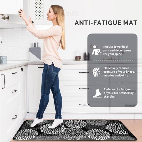 Kitchen Mat Water-Resistant Kitchen Rugs Cushioned Anti-Fatigue Floor Mat - color: Black, size: 39"L x 17.3"W x 0.5"Th
