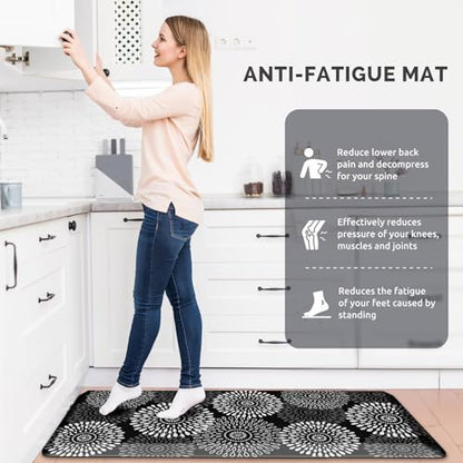Kitchen Mat Water-Resistant Kitchen Rugs Cushioned Anti-Fatigue Floor Mat - color: Black, size: 39"L x 17.3"W x 0.5"Th
