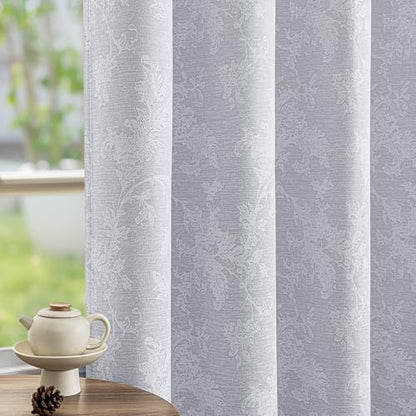 FMFUNCTEX Grey Floral Jacquard Blackout Curtains, 52X72 Inches, 2 Panels - color: Grey, size: 52"W x 72"L (Pack of 2)