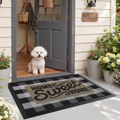 LUMI Outside Welcome Door Mat 32x47, Non-Slip Durable Rubber Easy Clean - color: Sweet Home, size: 32"x47"