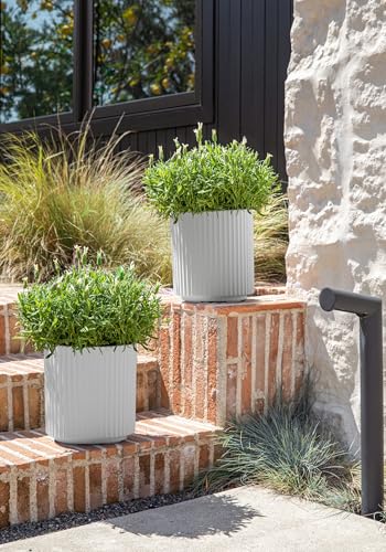 Veradek Demi Series Planter - Large Round Outdoor Planter - color: White, size: 12 inch - 2 Pack