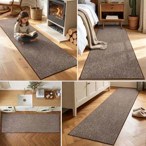 2x6 Coffee/White Runner Rug Washable Non-Slip for Kitchen Hallway Bathroom - color: 10 Coffee/White, size: 2' x 6' (Runner)
