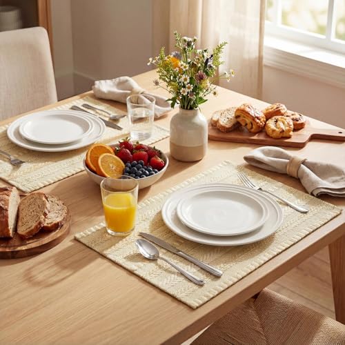 Artoid Mode Burlap Brown Woven Braided Stripe Placemats Set of 6-12x18 Inch - color: Burlap Brown, size: 12" x 18", 6 Pcs
