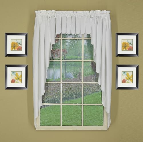 Today's Curtain, Orleans Scallop Curtain, White Valance, 60" W x 12" L, White - color: White, size: 60"W x 12"L (Pack of 1)