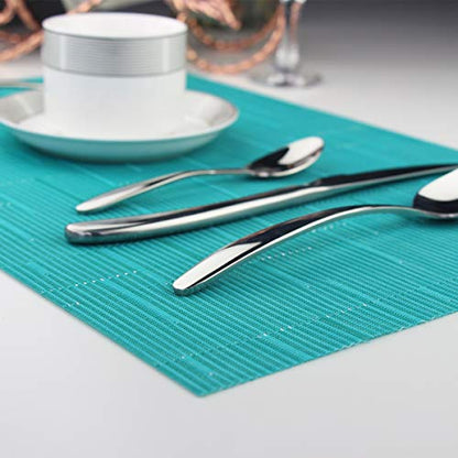 PIGCHCY Placemats,Durable Heat Resistant Placemats for Dining Table,Washable Woven Vinyl Kitchen Placemats Set of 4 (18 x 12 inches, Turquoise) - color: C: Blue Turquoise, size: 4 Placemats