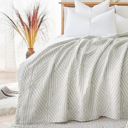 jinchan 100% Cotton Muslin Blanket Twin Boho Throw Blanket 50x60 Soft Gray - color: B. Triangle Grey, size: 50"x60"