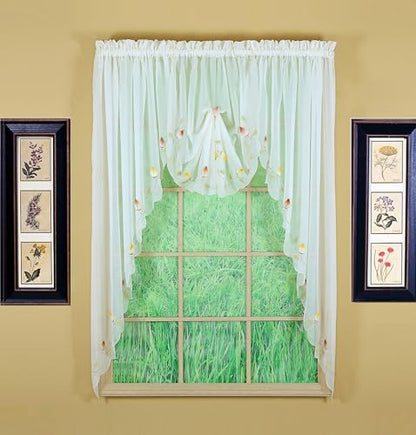 Today's Curtain,Vineyard 3-D Appliqué,Swagger 63", Ecru, 90" W x 63" L - color: Ecru, size: 90"W x 63"L (Pack of 1)