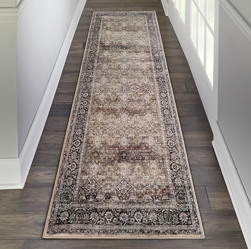 2x6 Washable Hallway Runner Rug Non Slip Carpet(Brown,2'x6') - color: Brown, size: 2' x 6' (Rectangular)