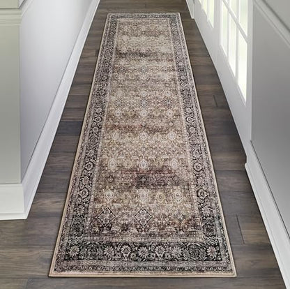 2x6 Washable Hallway Runner Rug Non Slip Carpet(Brown,2'x6') - color: Brown, size: 2' x 6' (Rectangular)