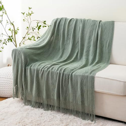 BATTILO HOME Sage Green Throw Blanket for Couch, 50"x60" - color: Sage, size: 50 x 60 in.