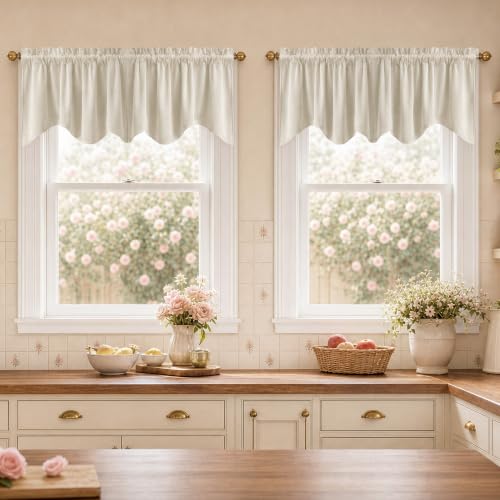 StangH 4-Panel Set Velvet Window Valance, 52x18 Inch, Beige - color: Beige, size: 52"W x 18"L (Pack of 4)