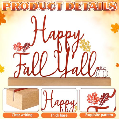 Yaocom Happy Fall Sign Autumn Table Centerpiece Metal Letter Decor 13.78" - style: Fall