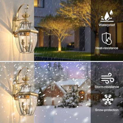 Solid Brass Outdoor Wall Light Fixtures, 20.5" - color: Antique Brass - 1 Pack, size: 20.5 inch