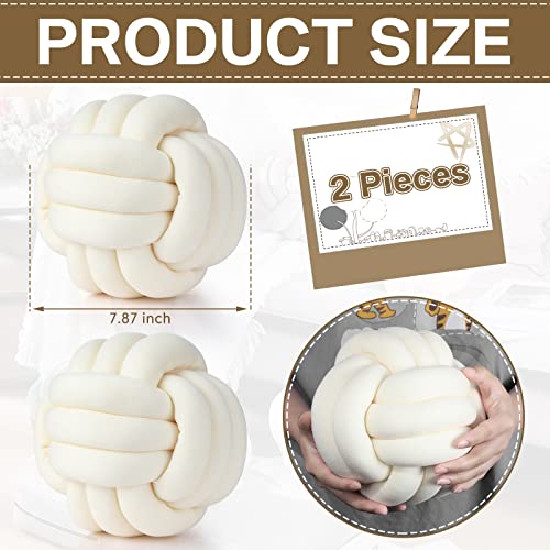 Namalu 7.87 Inches 2 Pcs Knot Pillow Decorative Throw Pillow, Cream White - color: Cream White, size: 7.87 Inches