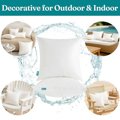 Oubonun Waterproof Outdoor Pillow Inserts 18 x 18 Set of 2, Square Pillows - size: 18 x 18 (Pack of 2)
